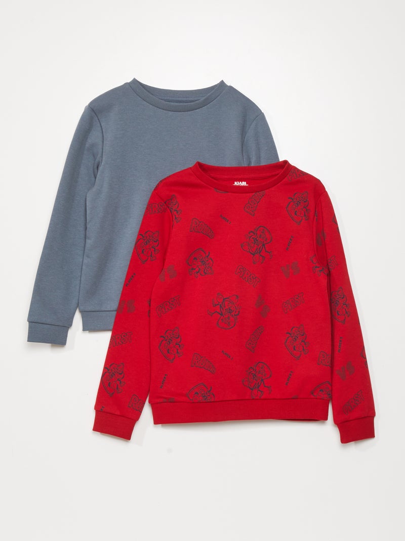 Pack de 2 sudaderas estampadas ROJO - Kiabi