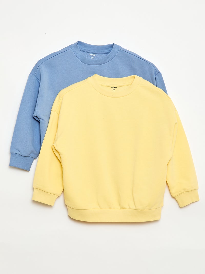 Pack de 2 sudaderas felpa de algodón Amarillo - Kiabi