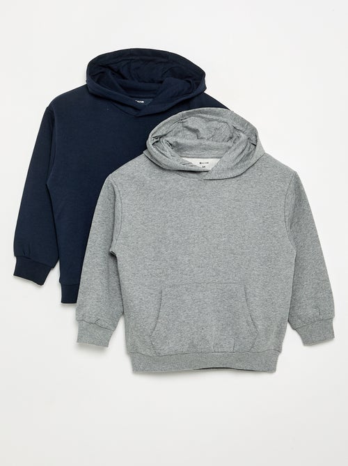 Pack de 2 sudaderas lisas con capucha - Kiabi