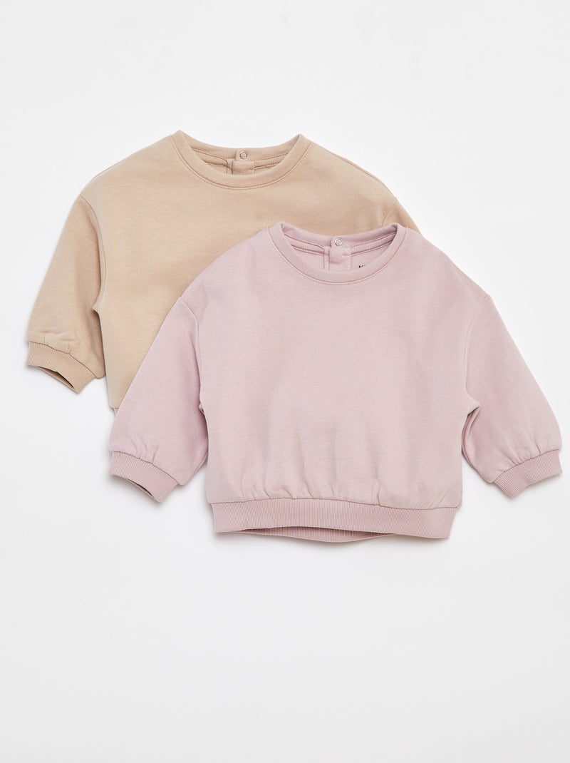 Pack de 2 sudaderas lisas oversize Beige - Kiabi