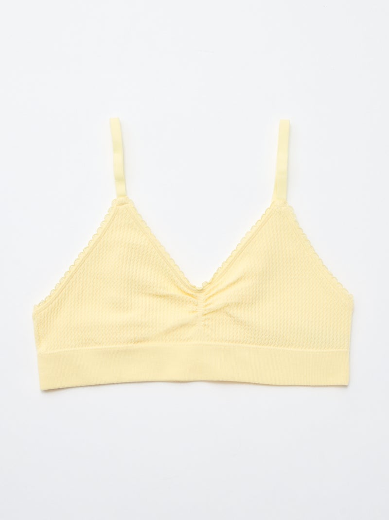 Pack de 2 sujetadores sin aros en punto texturizado Amarillo - Kiabi