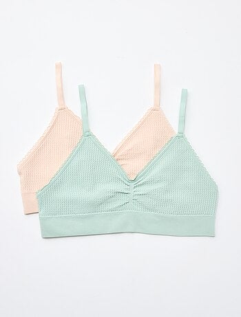 Pack de 2 sujetadores sin aros en punto texturizado