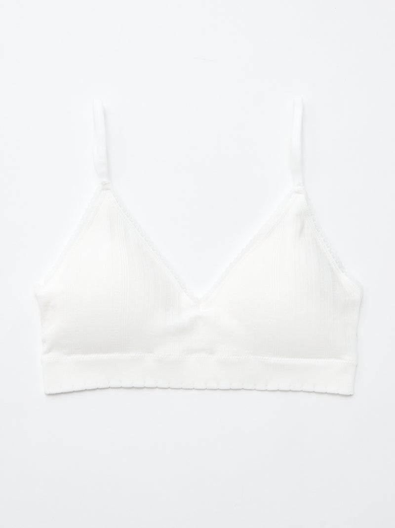 Pack de 2 sujetadores triángulo en canalé Blanco - Kiabi