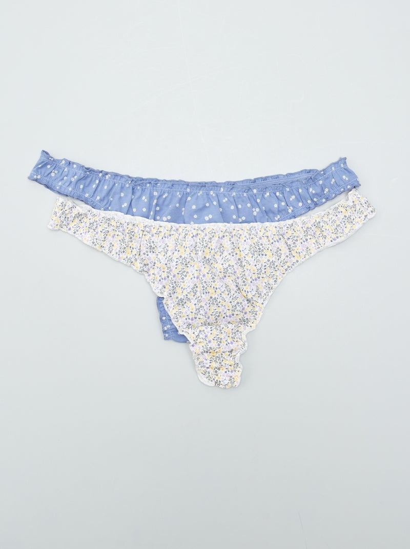 Pack de 2 tangas bloomer con flores BLANCO - Kiabi