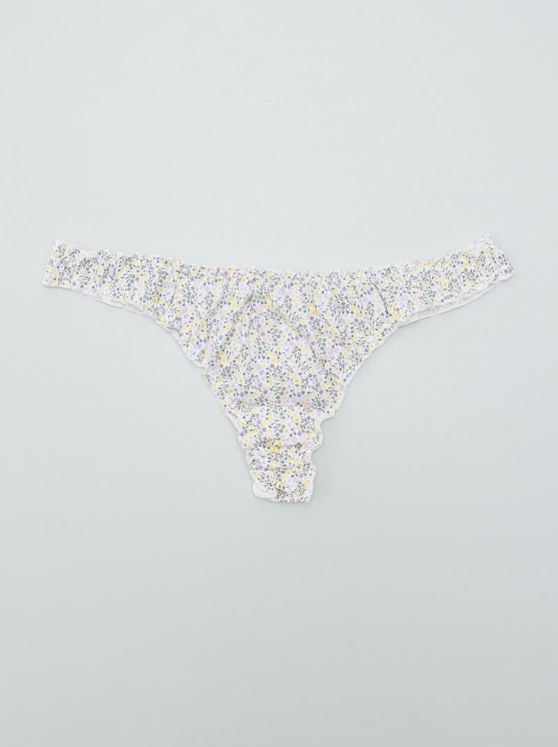 Pack de 2 tangas bloomer con flores BLANCO - Kiabi