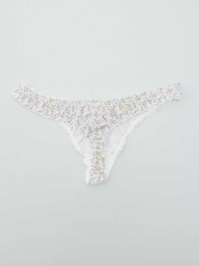 Pack de 2 tangas bloomer con flores BLANCO - Kiabi