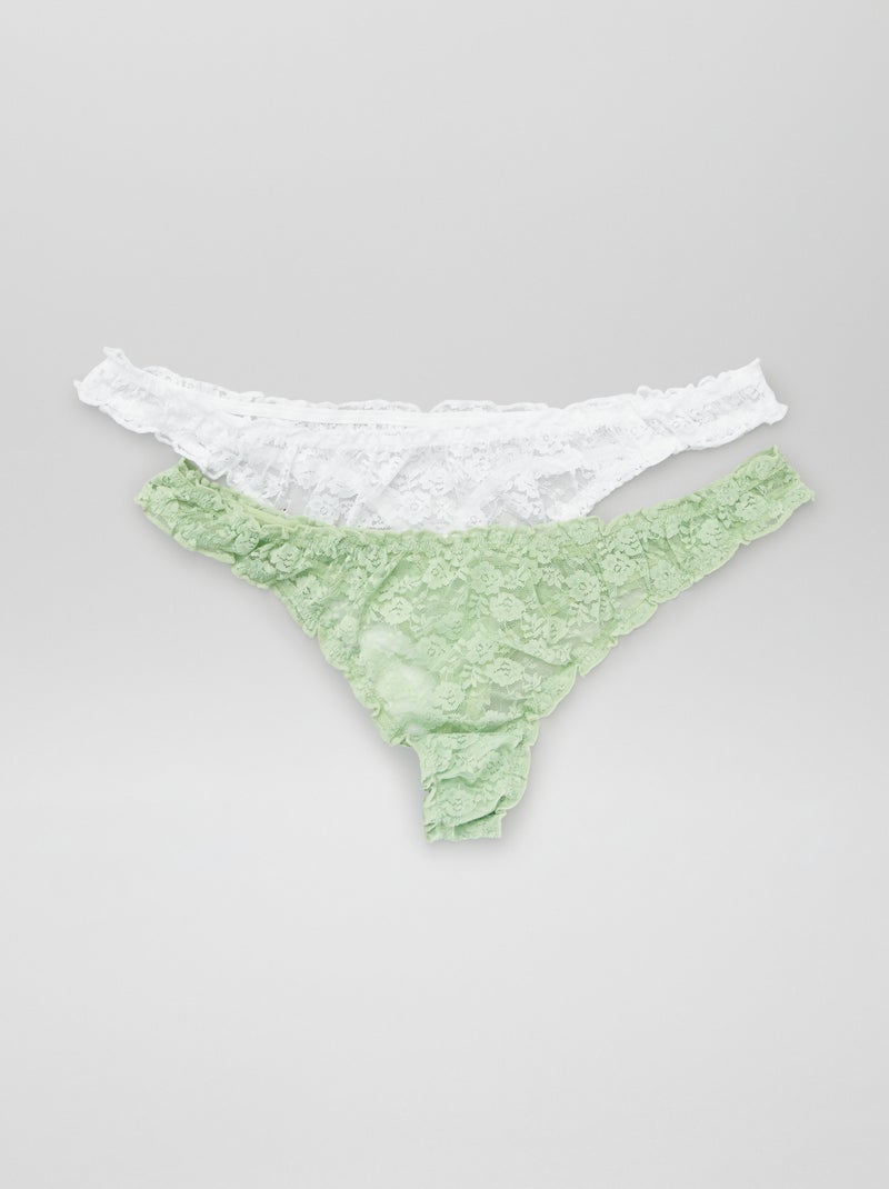 Pack de 2 tangas de encaje verde iris - Kiabi