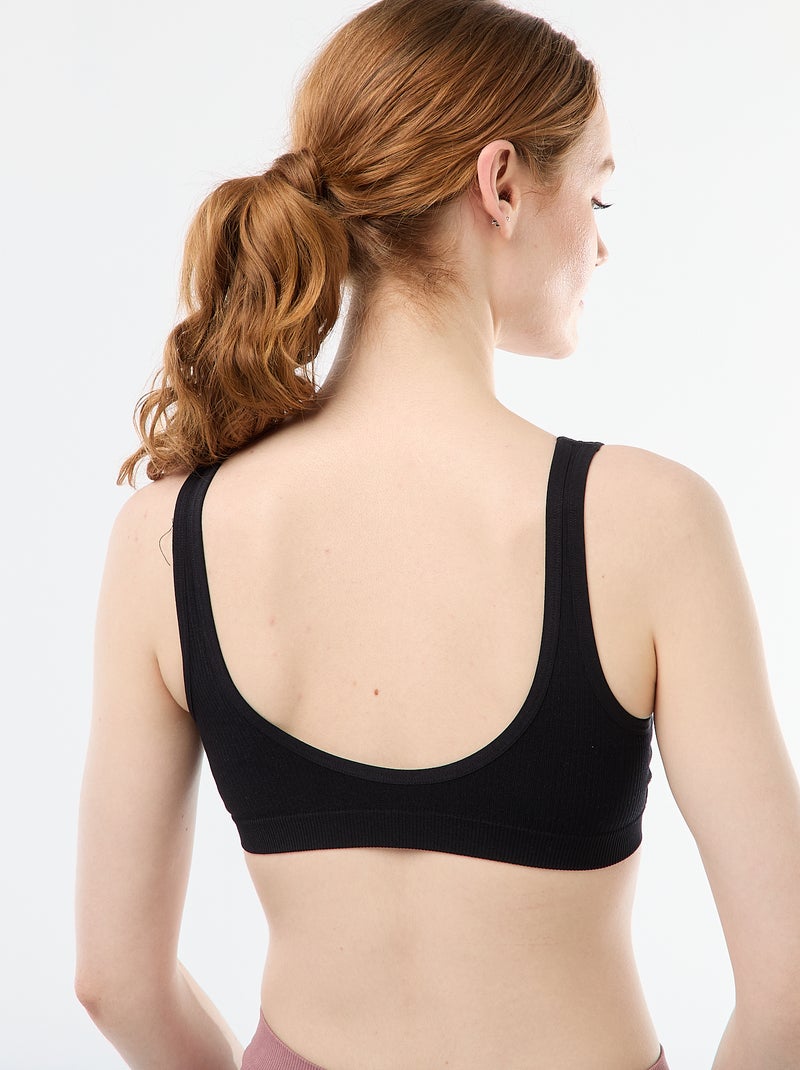 Pack de 2 tops acanalados sin costuras Blanco - Kiabi