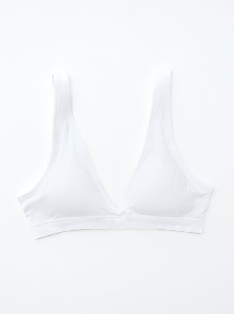 Pack de 2 tops acanalados sin costuras Blanco - Kiabi