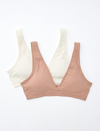 Pack de 2 tops acanalados sin costuras