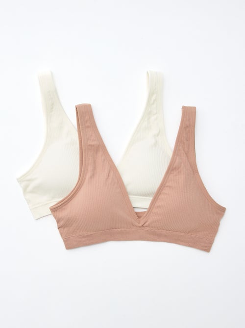 Pack de 2 tops acanalados sin costuras - Kiabi