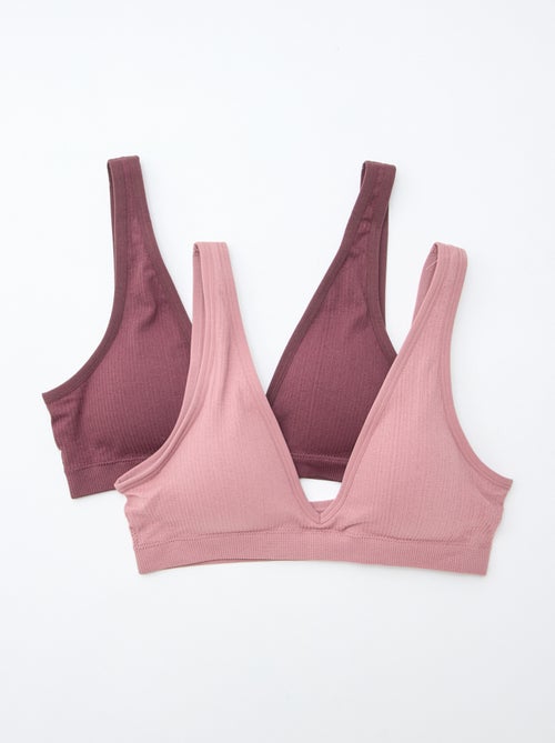 Pack de 2 tops acanalados sin costuras - Kiabi
