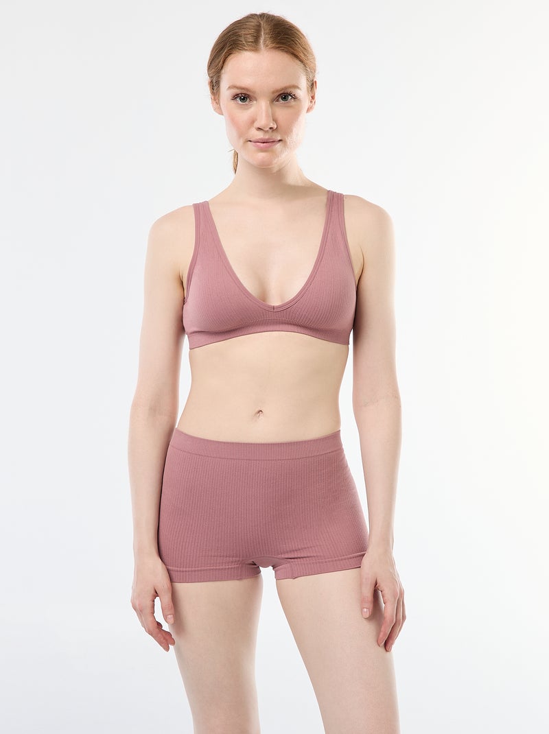 Pack de 2 tops acanalados sin costuras Rosa - Kiabi
