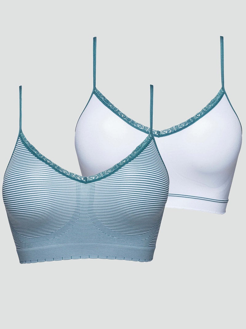 Pack de 2 tops 'Billet Doux' blanco/azul - Kiabi
