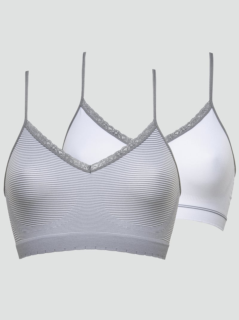 Pack de 2 tops 'Billet Doux' blanco/gris - Kiabi