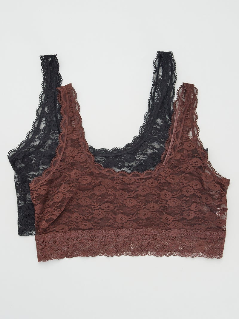Pack de 2 tops de encaje MARRON - Kiabi