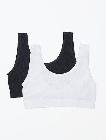 Pack de 2 tops de punto de canalé liso