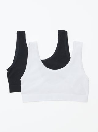 Pack de 2 tops de punto de canalé liso