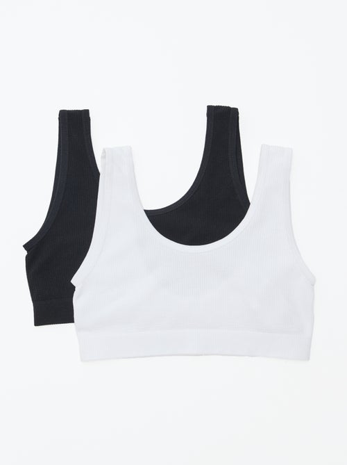 Pack de 2 tops de punto de canalé liso - Kiabi