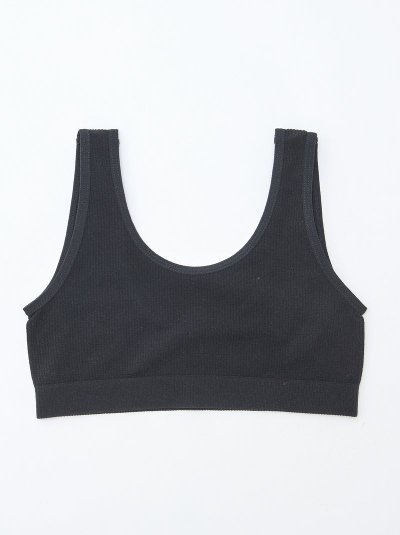 Pack de 2 tops de punto de canalé liso Blanco - Kiabi