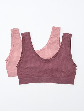 Pack de 2 tops de punto de canalé liso