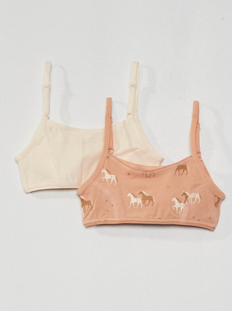 Pack de 2 tops de punto elástico ROSA - Kiabi