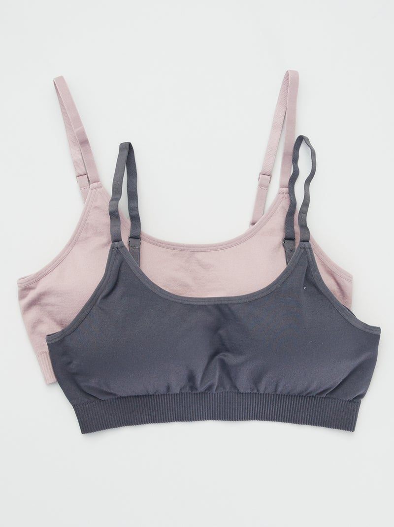 Pack de 2 tops deportivos rosa gris - Kiabi