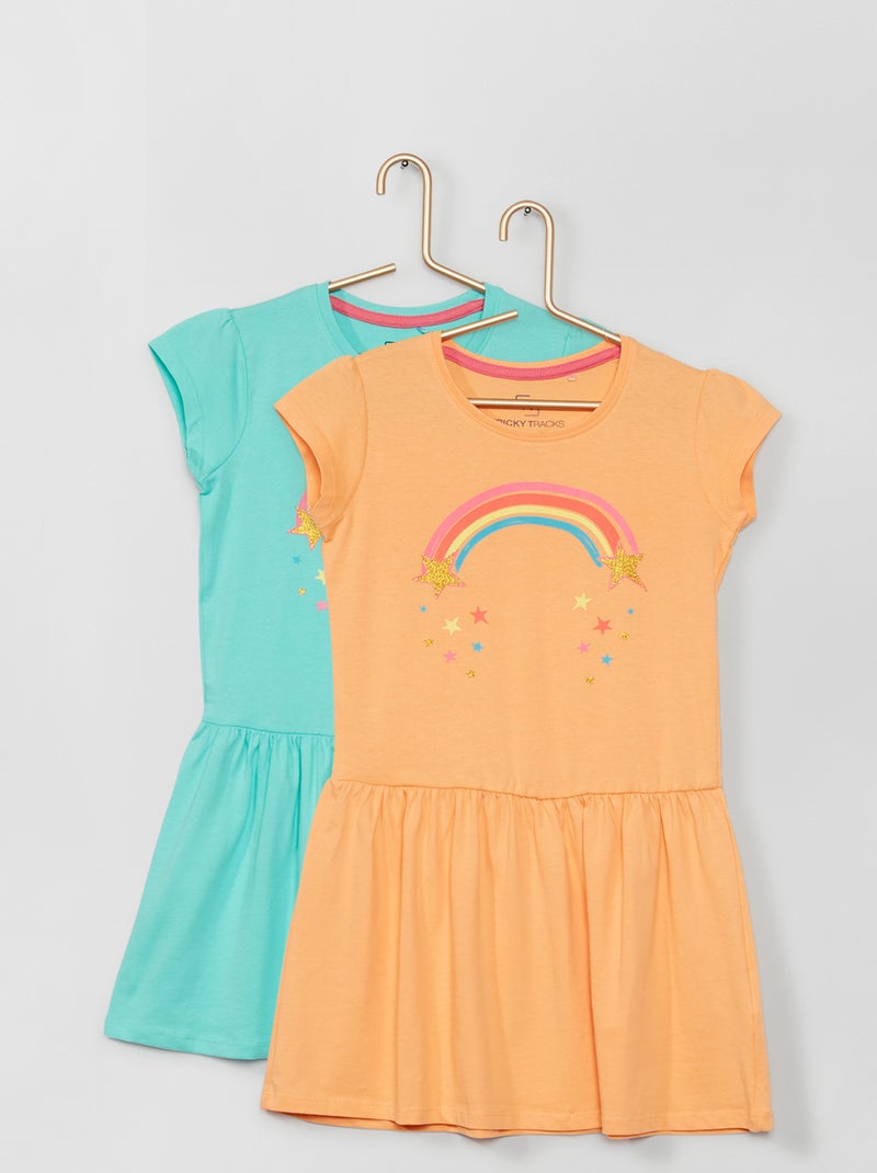 Pack de 2 vestidos 'arcoíris' azul/rosa - Kiabi