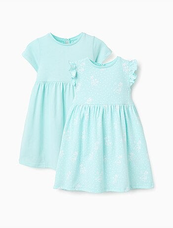 Pack de 2 vestidos de manga corta lisos/estampados