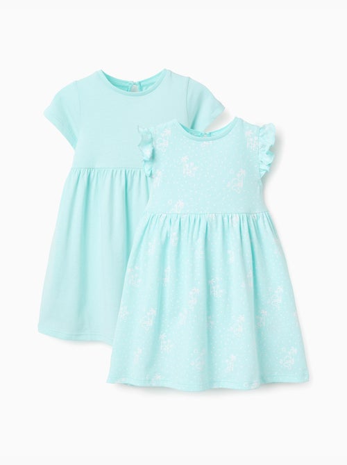 Pack de 2 vestidos de manga corta lisos/estampados - Kiabi