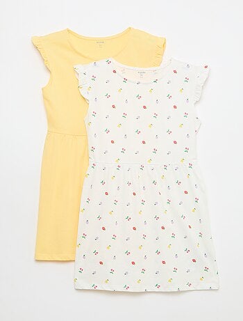 Pack de 2 vestidos de punto sin mangas con volantes