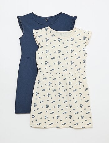 Pack de 2 vestidos de punto sin mangas con volantes