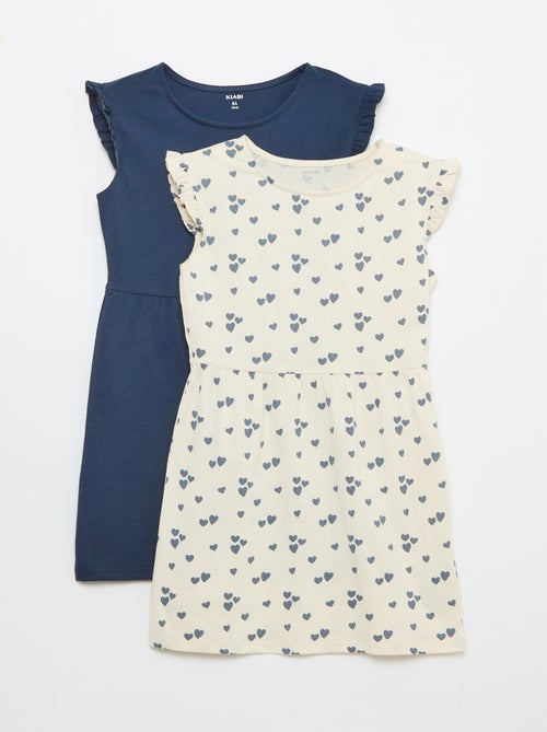 Pack de 2 vestidos de punto sin mangas con volantes - Kiabi