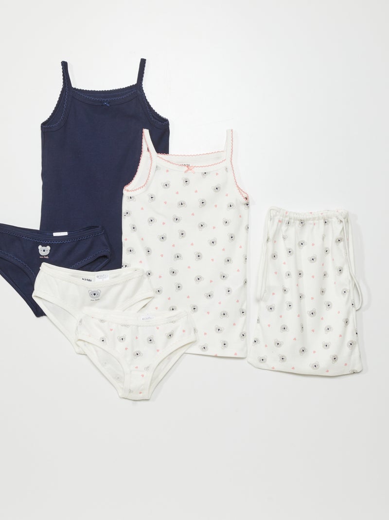 Pack de 2 camisetas de tirantes + 3 braguitas - 5 piezas BLANCO - Kiabi