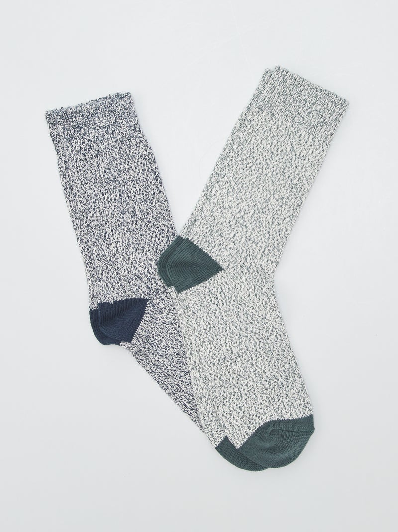 Pack de 2 pares de calcetines de punto KAKI - Kiabi