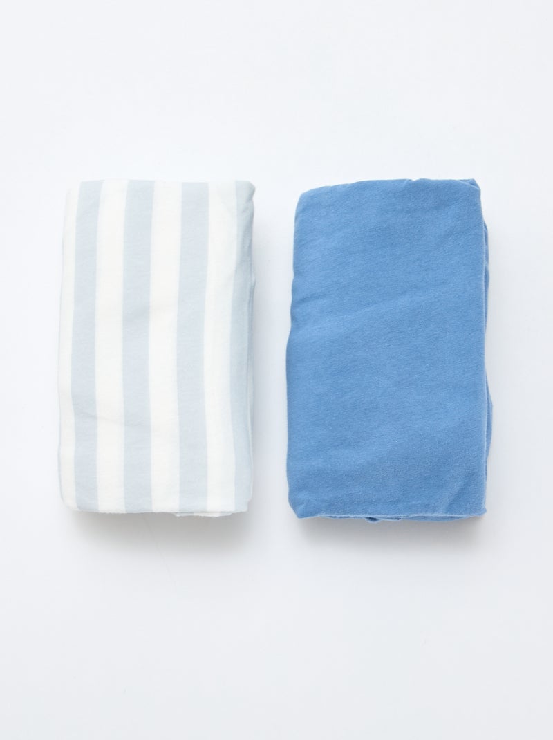 Pack de 2 sábanas bajeras de algodón Azul - Kiabi