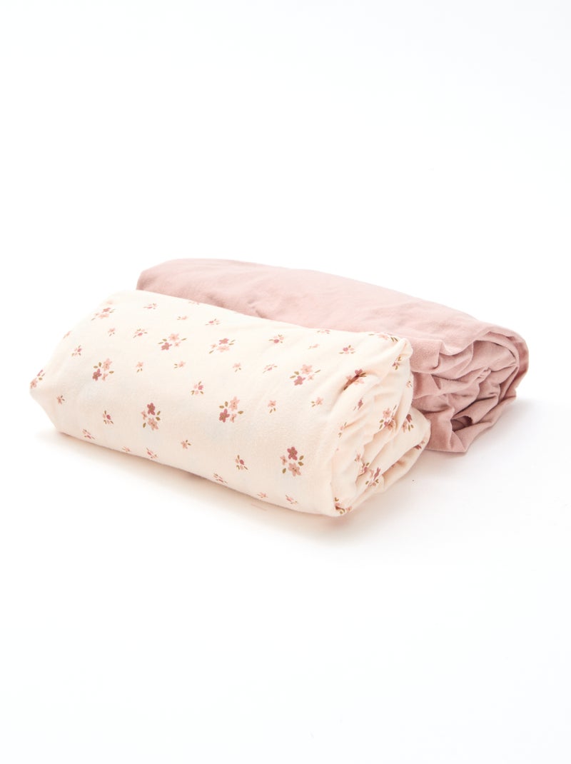Pack de 2 sábanas bajeras de algodón Rosa - Kiabi