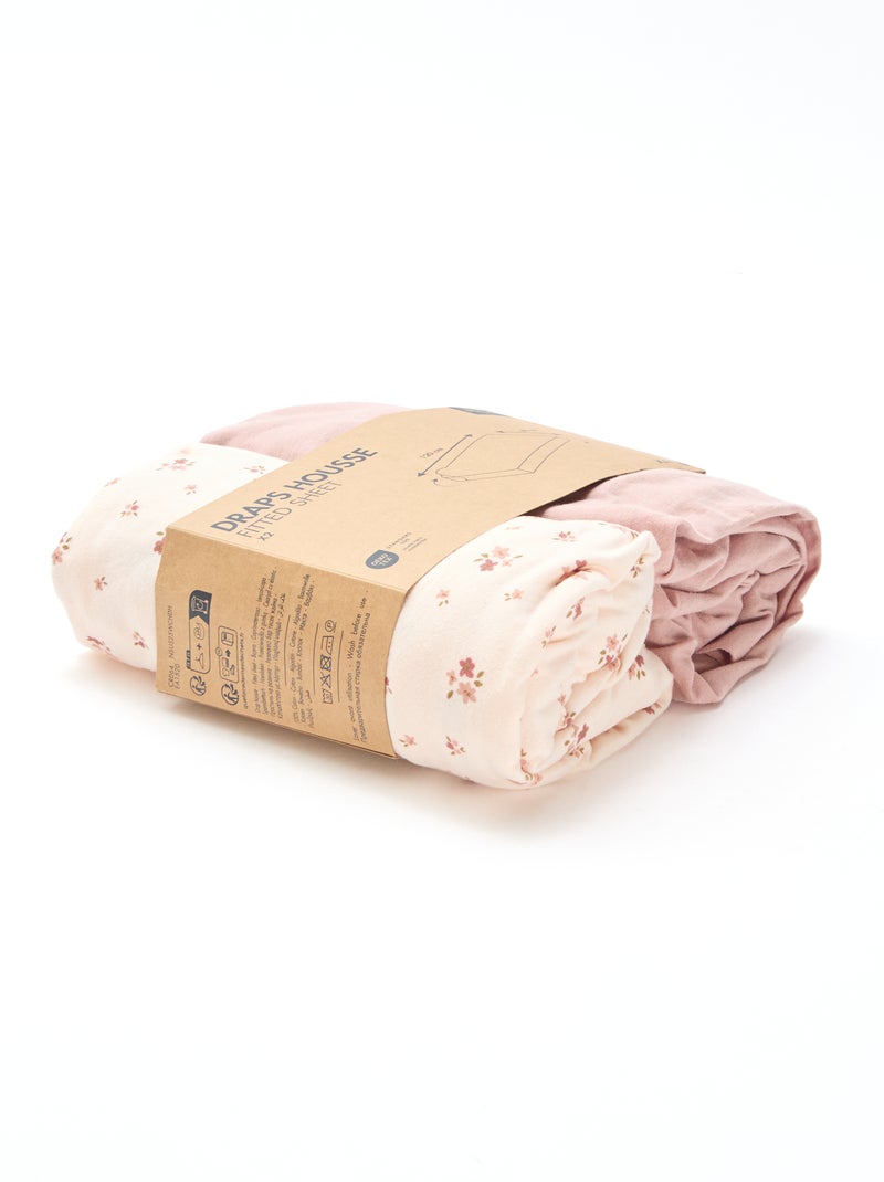 Pack de 2 sábanas bajeras de algodón Rosa - Kiabi