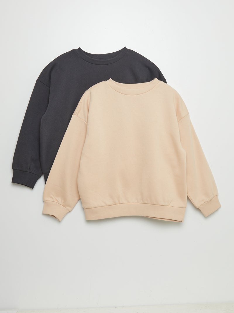 Pack de 2 sudaderas con cuello redondo NEGRO - Kiabi