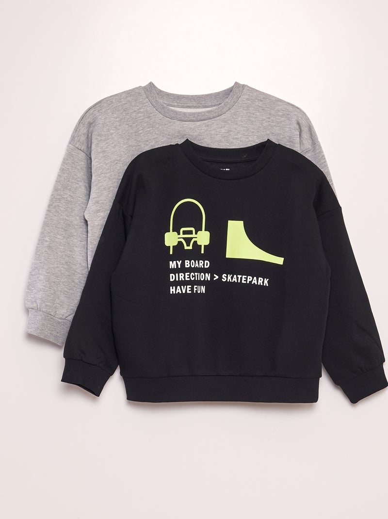 Pack de 2 sudaderas con cuello redondo NEGRO - Kiabi