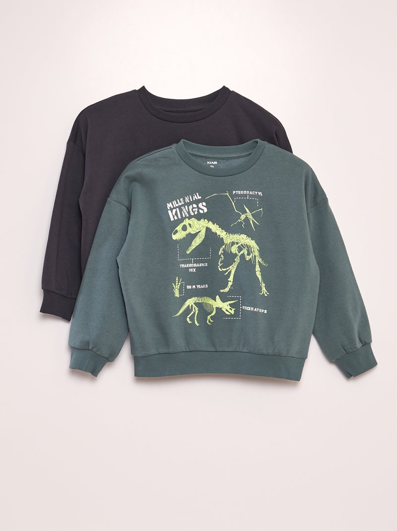 Pack de 2 sudaderas con cuello redondo VERDE - Kiabi