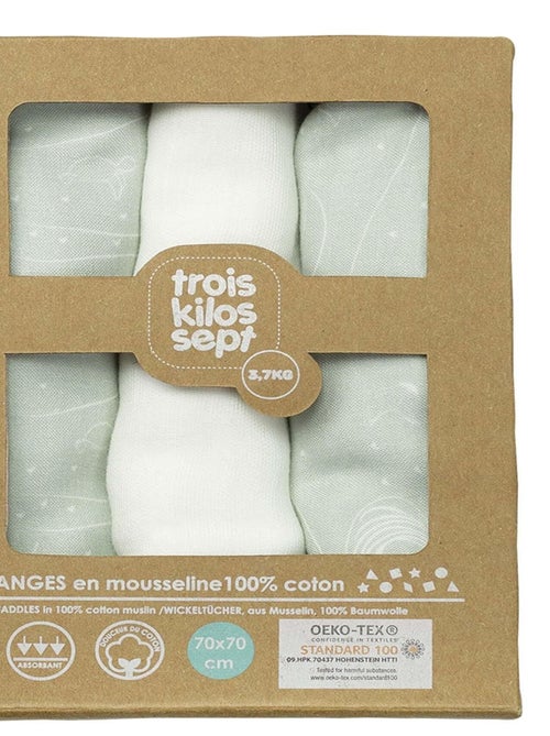 Pack de 3 arrullos OEKO-TEX® STANDARD 100 - Kiabi