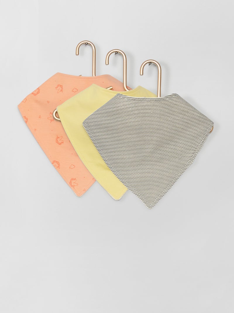 Pack de 3 baberos con forma de triángulo NARANJA - Kiabi