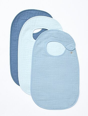 Pack de 3 baberos de gasa de algodón con forro de rizo