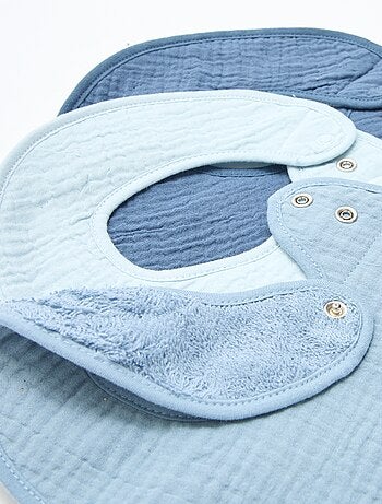 Pack de 3 baberos de gasa de algodón con forro de rizo