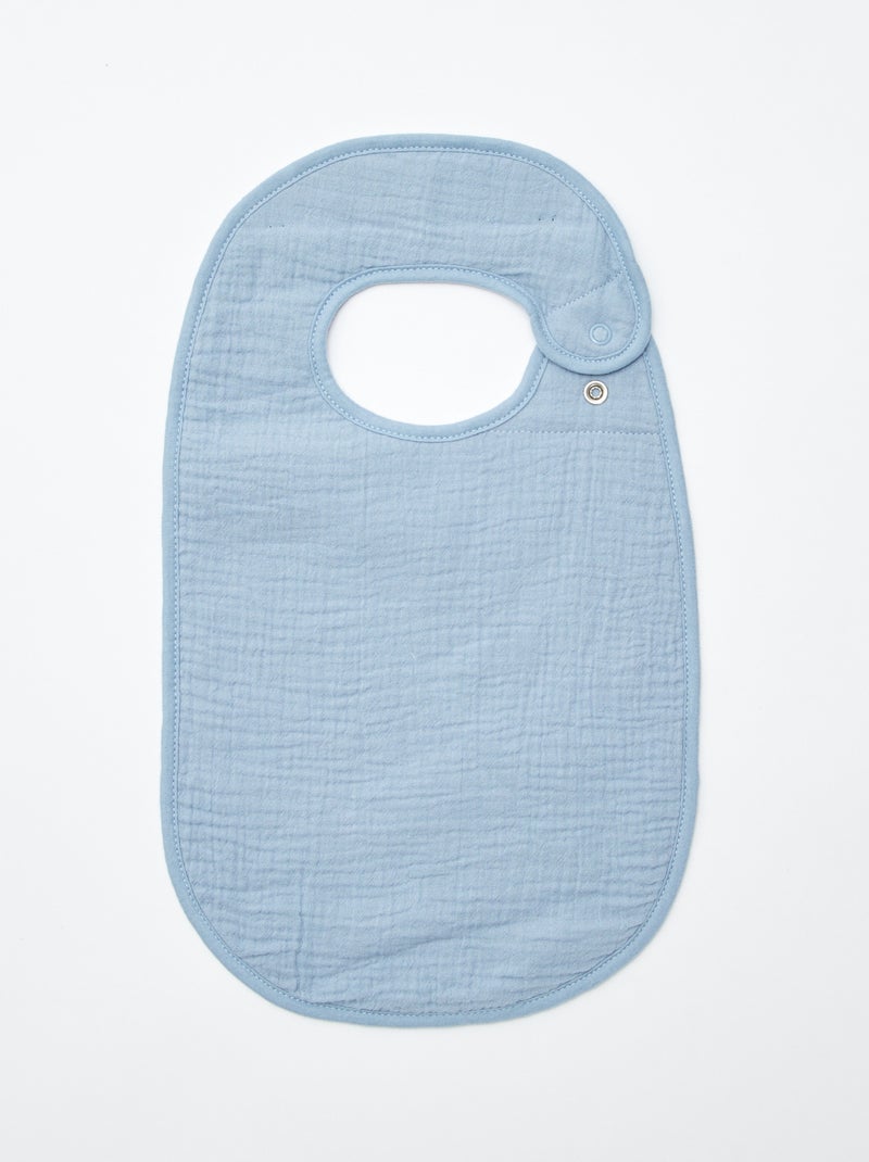 Pack de 3 baberos de gasa de algodón con forro de rizo AZUL - Kiabi