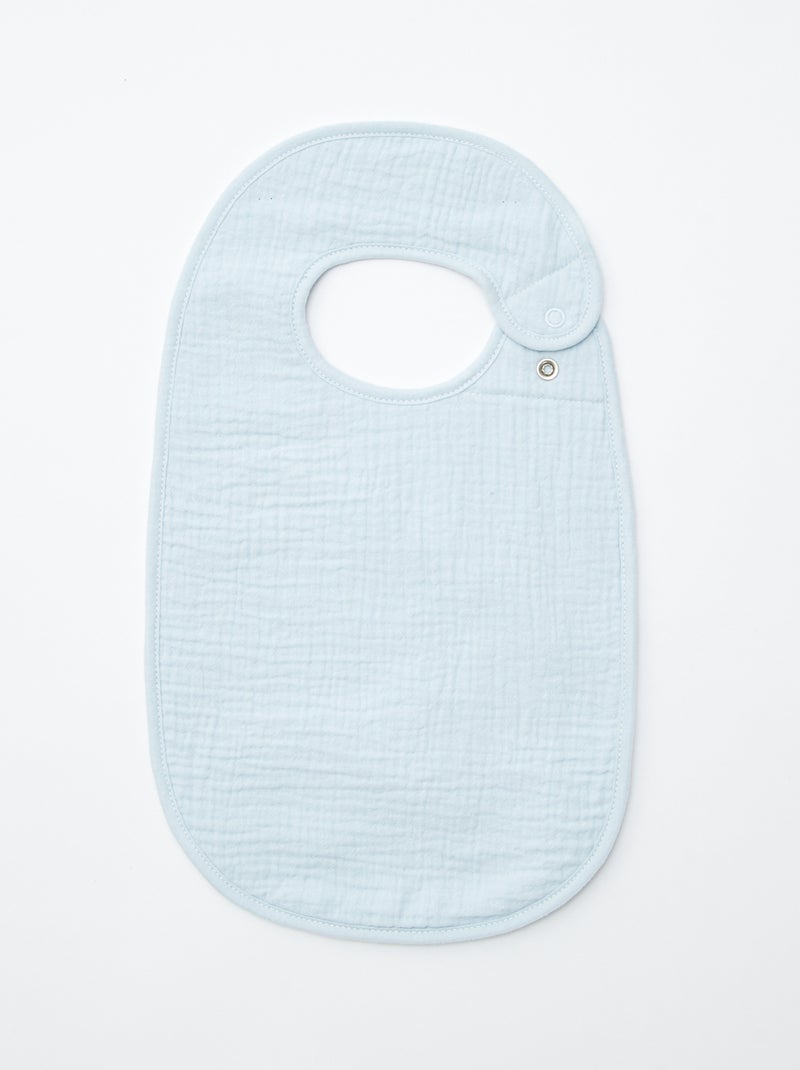 Pack de 3 baberos de gasa de algodón con forro de rizo AZUL - Kiabi