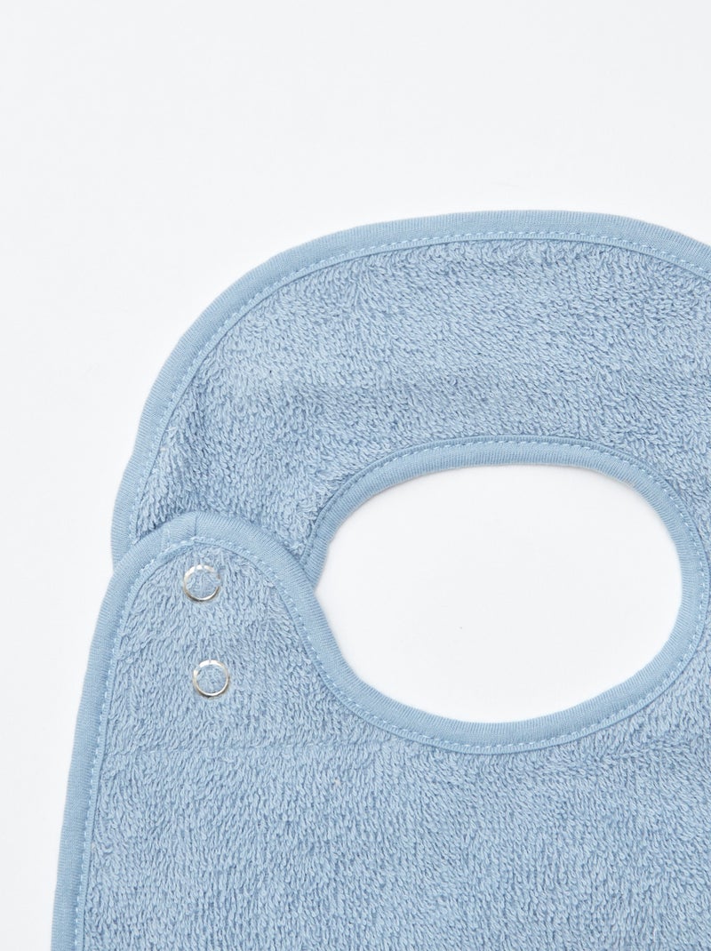 Pack de 3 baberos de gasa de algodón con forro de rizo AZUL - Kiabi