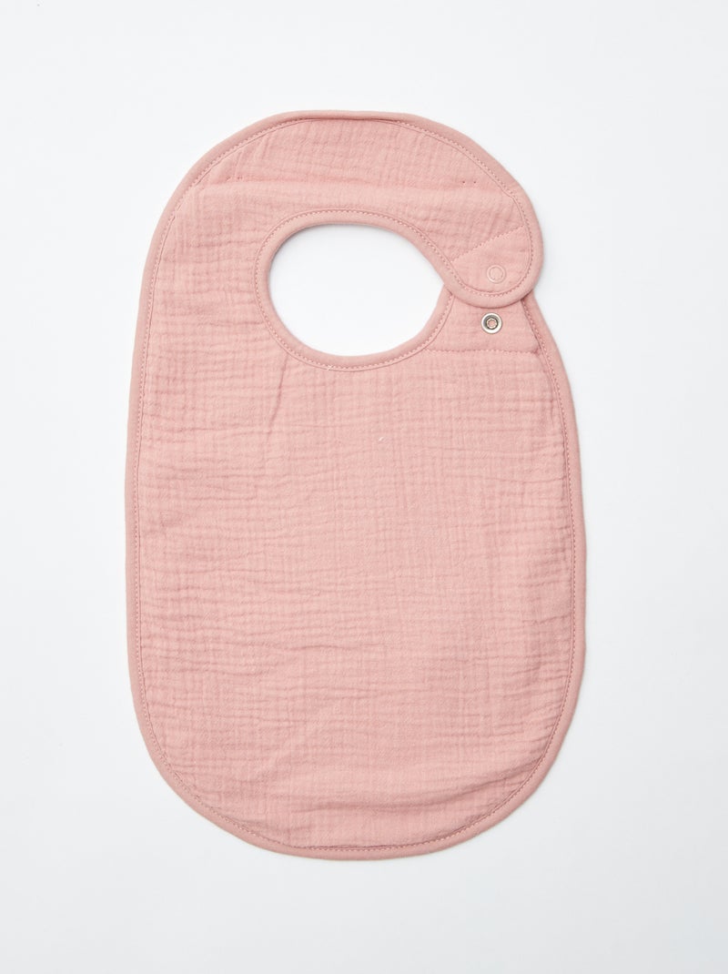 Pack de 3 baberos de gasa de algodón con forro de rizo ROSA - Kiabi