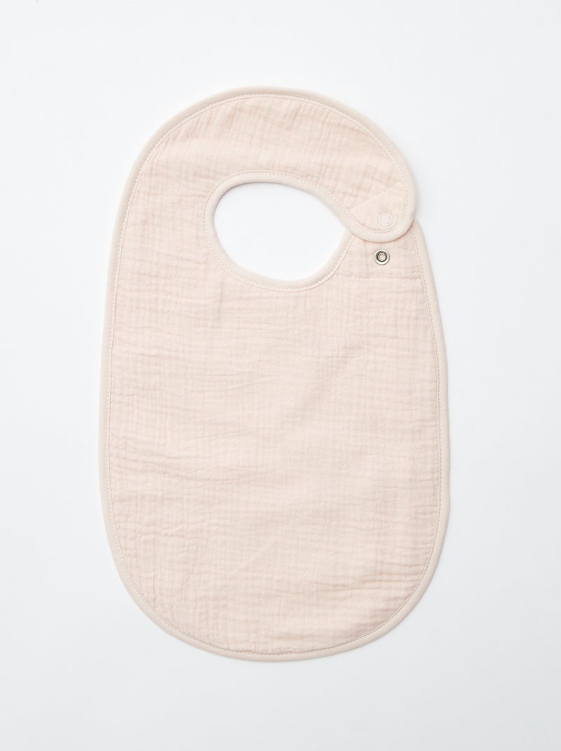 Pack de 3 baberos de gasa de algodón con forro de rizo ROSA - Kiabi